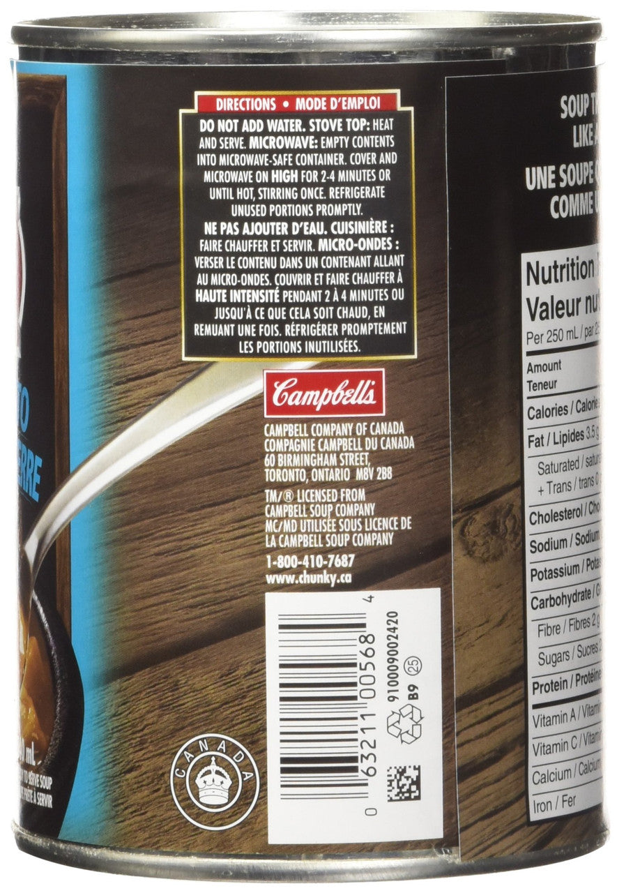Campbell's Chunky Pepper Steak and Potato Soup, 540 mL (Imported from Canada)