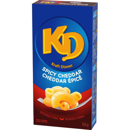 Kraft Dinner, Spicy Cheddar, Mac & Cheese,  156g/5.5oz., {Imported from Canada}