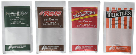 Nestle Carnation Hot Chocolate Variety Pack, Rolo, Mackintosh Toffee, After Eight, Turtles, 40-Count Box, 25g Envelopes