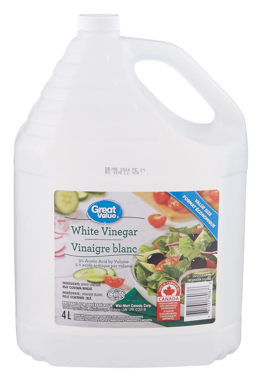 Great Value Pure White Vinegar 4 L/1.06 Gallons {Imported from Canada}