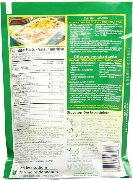 Knorr Pasta Homestyle Cheddar Side Dishes 131g/4.6 oz., 8pk {Imported from Canada}