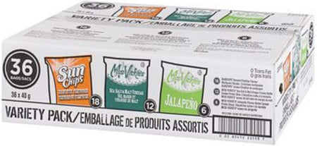 Box of FRITOS Variety Chips, Sun Chips, Miss Vickie's (36ct x 40g/1.4oz)(Imported from Canada)