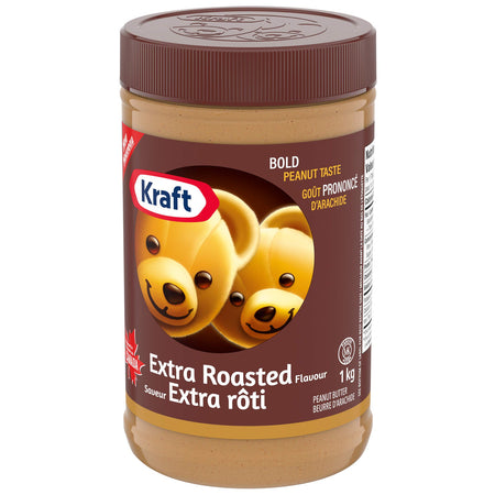 Kraft Extra Roasted Peanut Butter, 1kg/2.2 lbs {Imported from Canada}