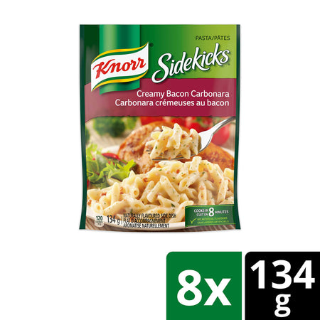 Knorr Sidekicks Creamy Bacon Carbonara Pasta 134g/4.72 Ounces 8ct {Imported from Canada}