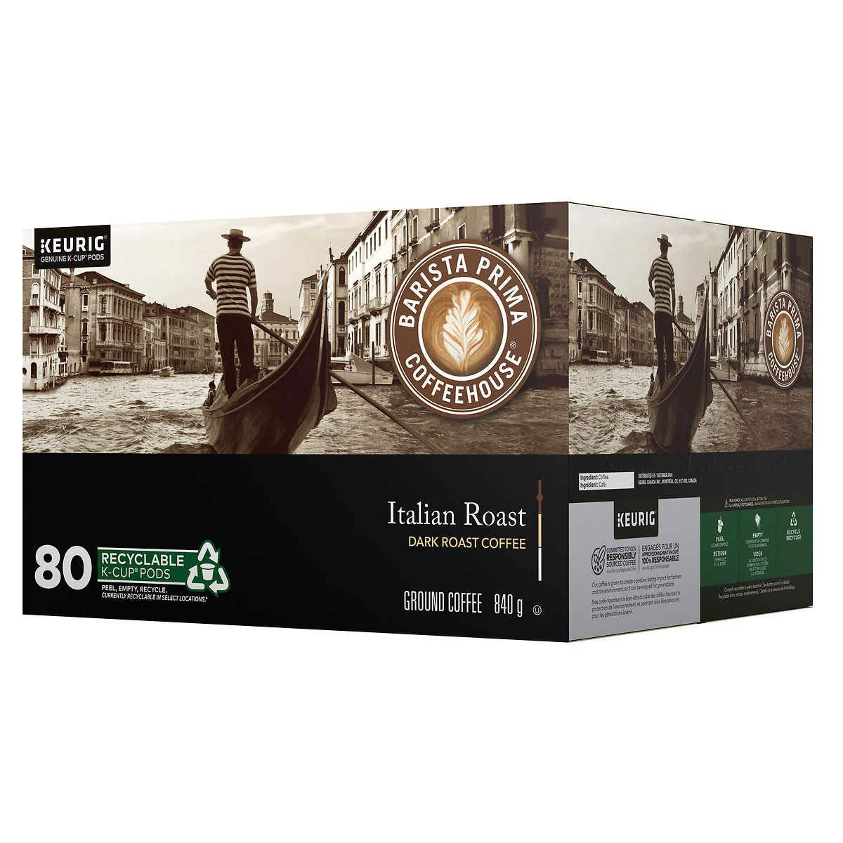 Barista Prima Coffeehouse Italian Roast, Dark Roast Coffee, 80 Count, {Imported from Canada}