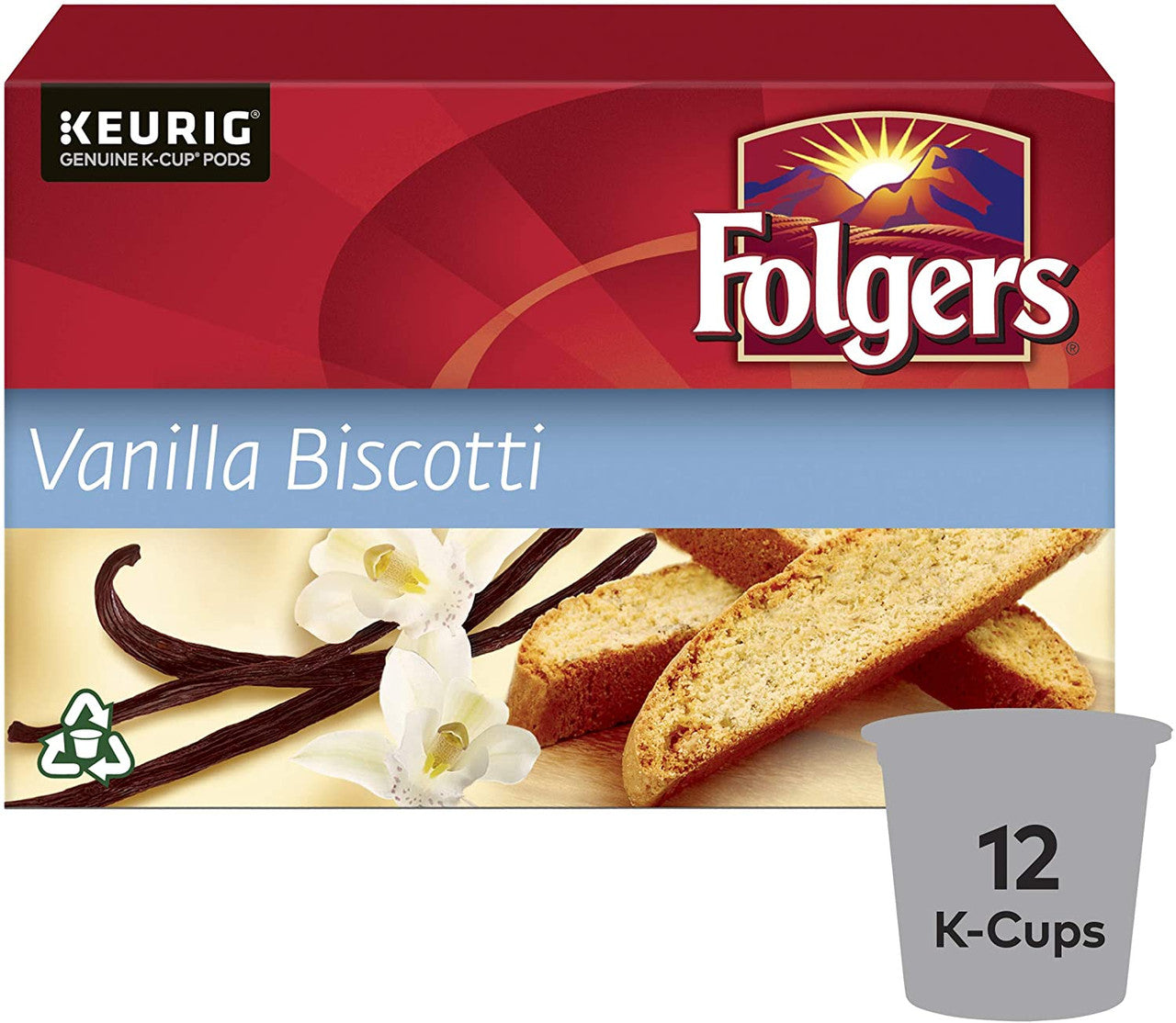 Folgers Vanilla Biscotti  Coffee Pods,12 Pods,108g {Imported from Canada}