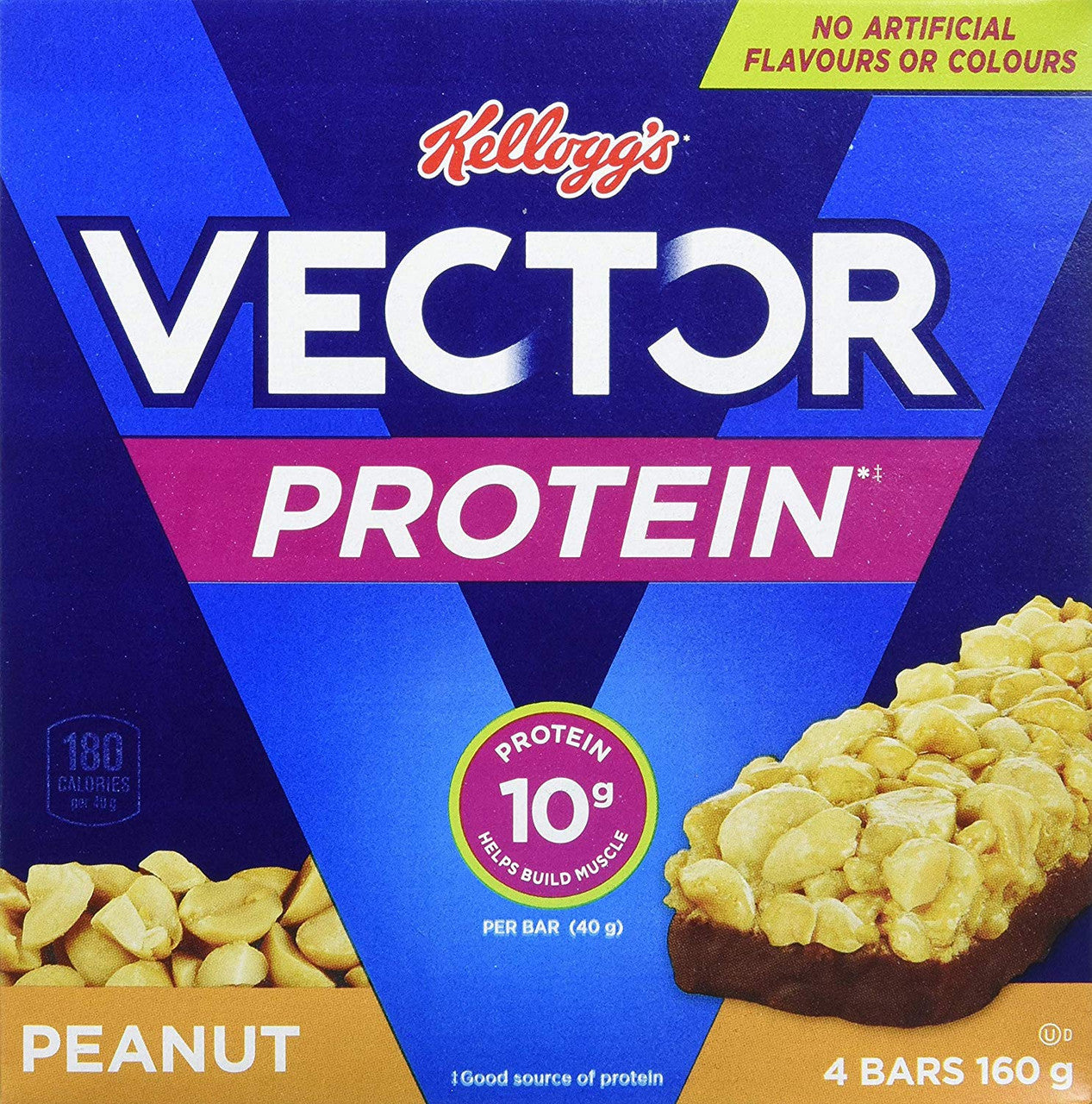 Kellogg's Vector Protein bars, Peanut, 4ct, 160g/5.6oz. (Imported from Canada)