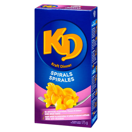 Kraft Dinner Spirals Macaroni & Cheese, 175g/6.2oz. (Pack of 24), {Imported from Canada}