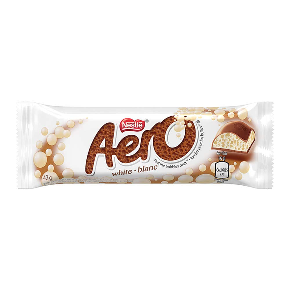 Aero White Chocolate Bar (Case) 42g/1.48oz, 24-Pack {Imported from Canada}