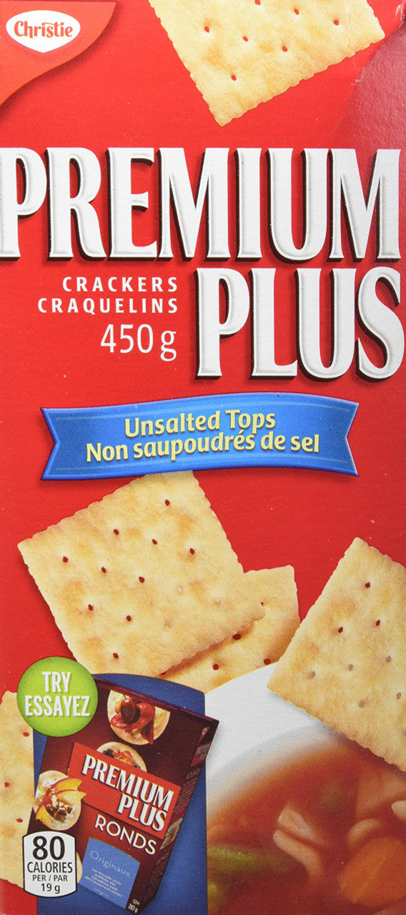 Christie Premium Plus Unsalted Crackers, 450g/15.9oz, (Imported from Canada)
