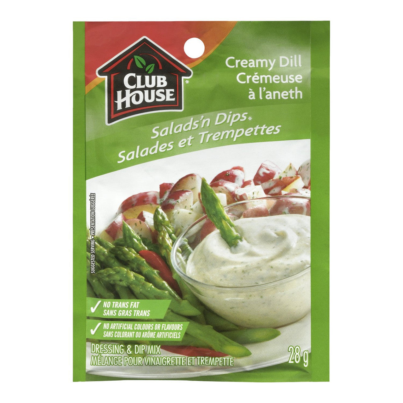 Club House, Dry Sauce/Seasoning/Marinade Mix, Salad N Dip, Cream Dill, 28g, (Imported from Canada)