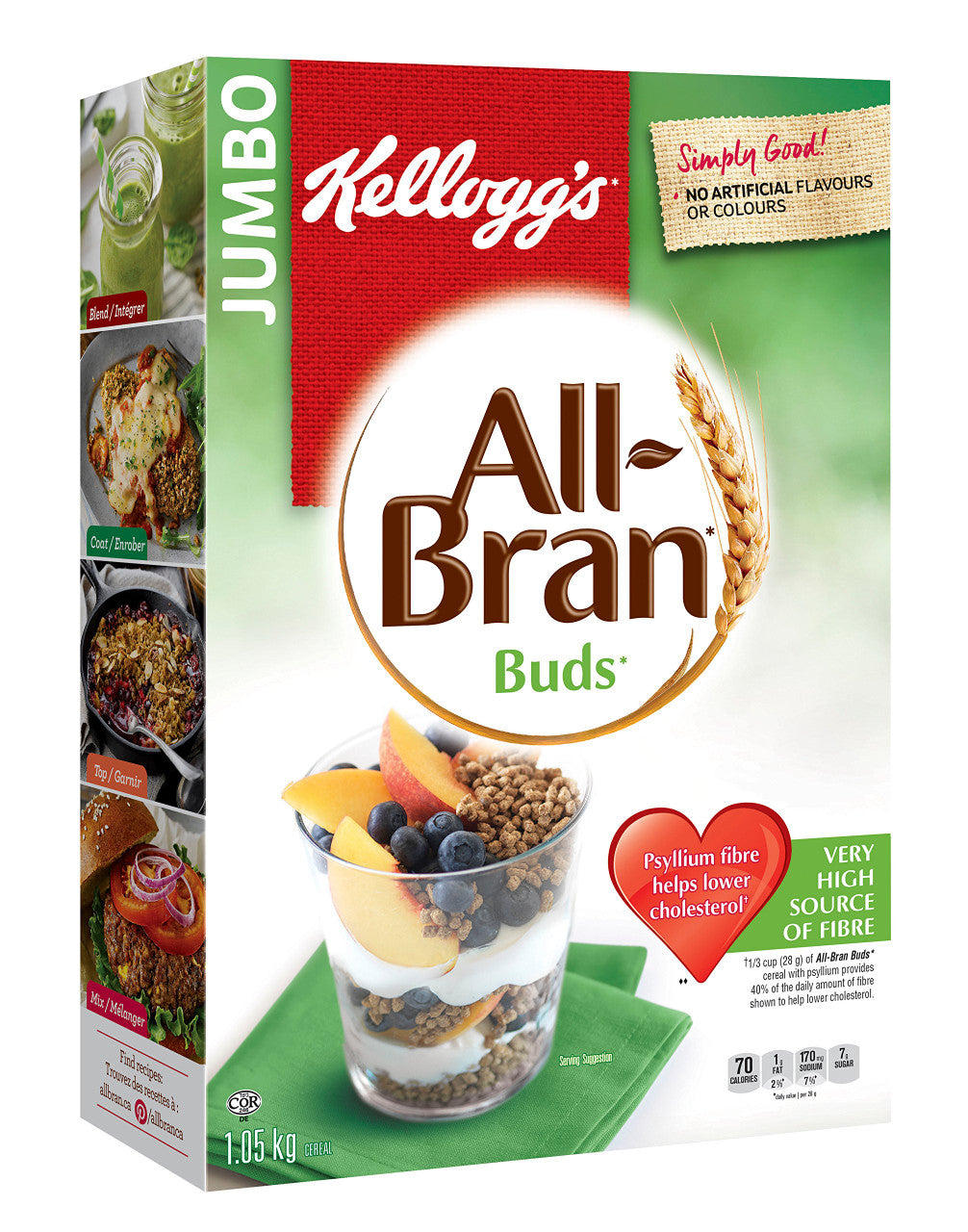 Kellogg's All-Bran Buds Cereal, 1050g/2.53 Pounds {Imported from Canada}