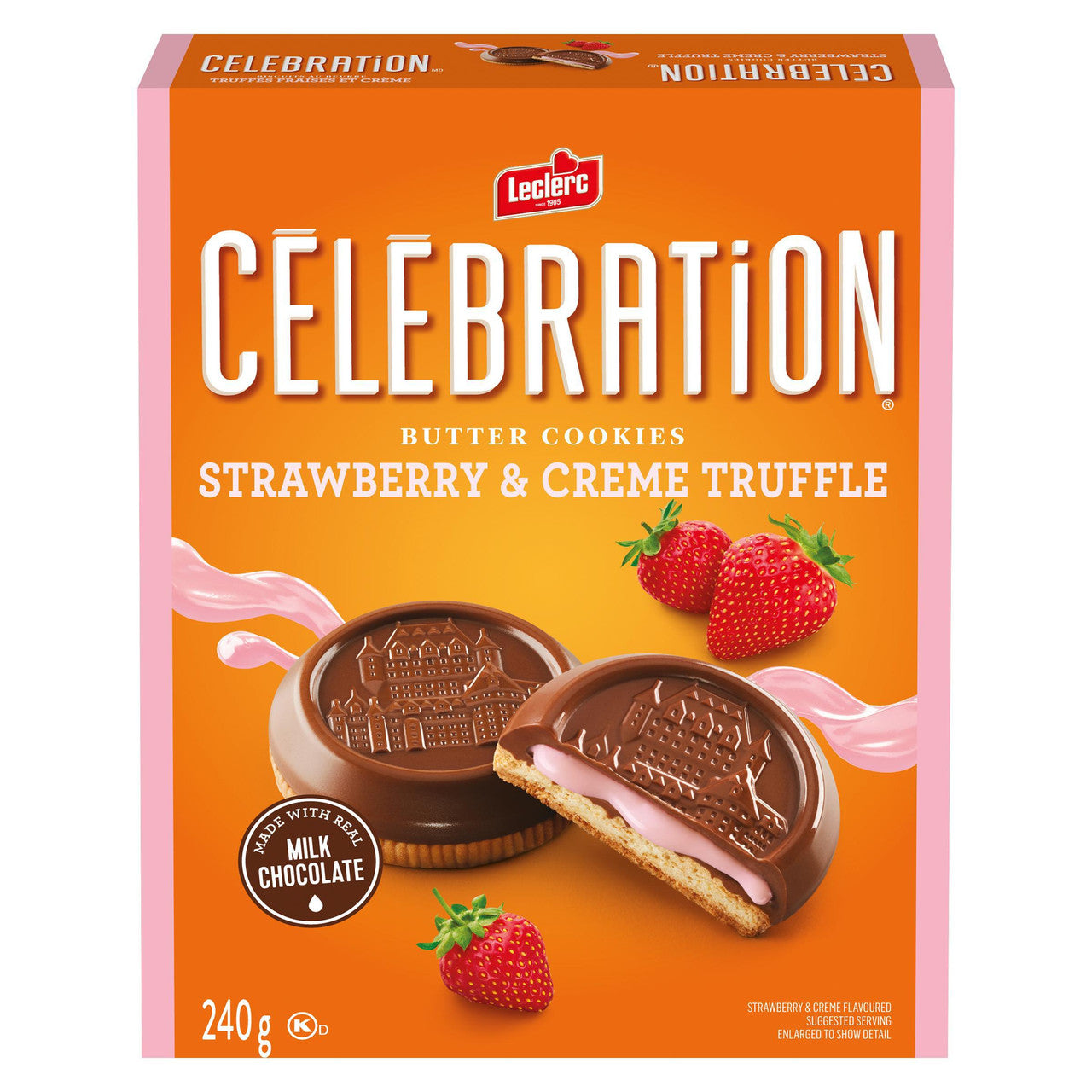 Leclerc Celebration Strawberry & Creme Truffle Cookies, 240g/8.5 oz. Box {Imported from Canada}