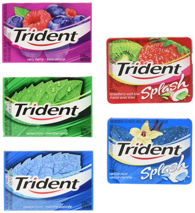 Trident - 24 pack - 8x Spearmint, 6x Very Berry, 6x Peppermint, 2x Vanilla Mint Splash, 2x Strawberry Kiwi Splash