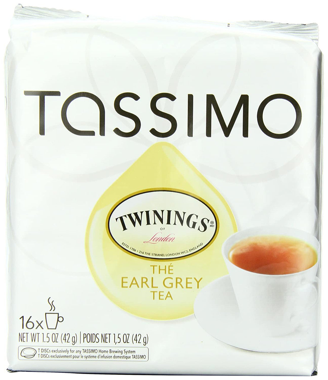 Tassimo Twinings Earl Grey Tea, 48 T-Discs (3 Boxes of 16 T-Discs) {Imported from Canada}