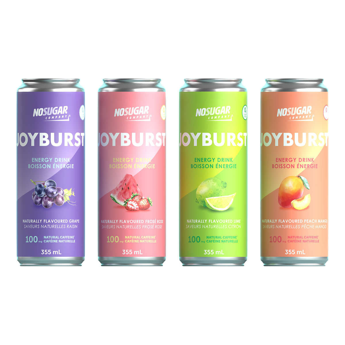 NoSugar Company Joyburst Energy Drink, Variety Pack, 12 x 355mL/12.4 oz. Cans {Imported from Canada}