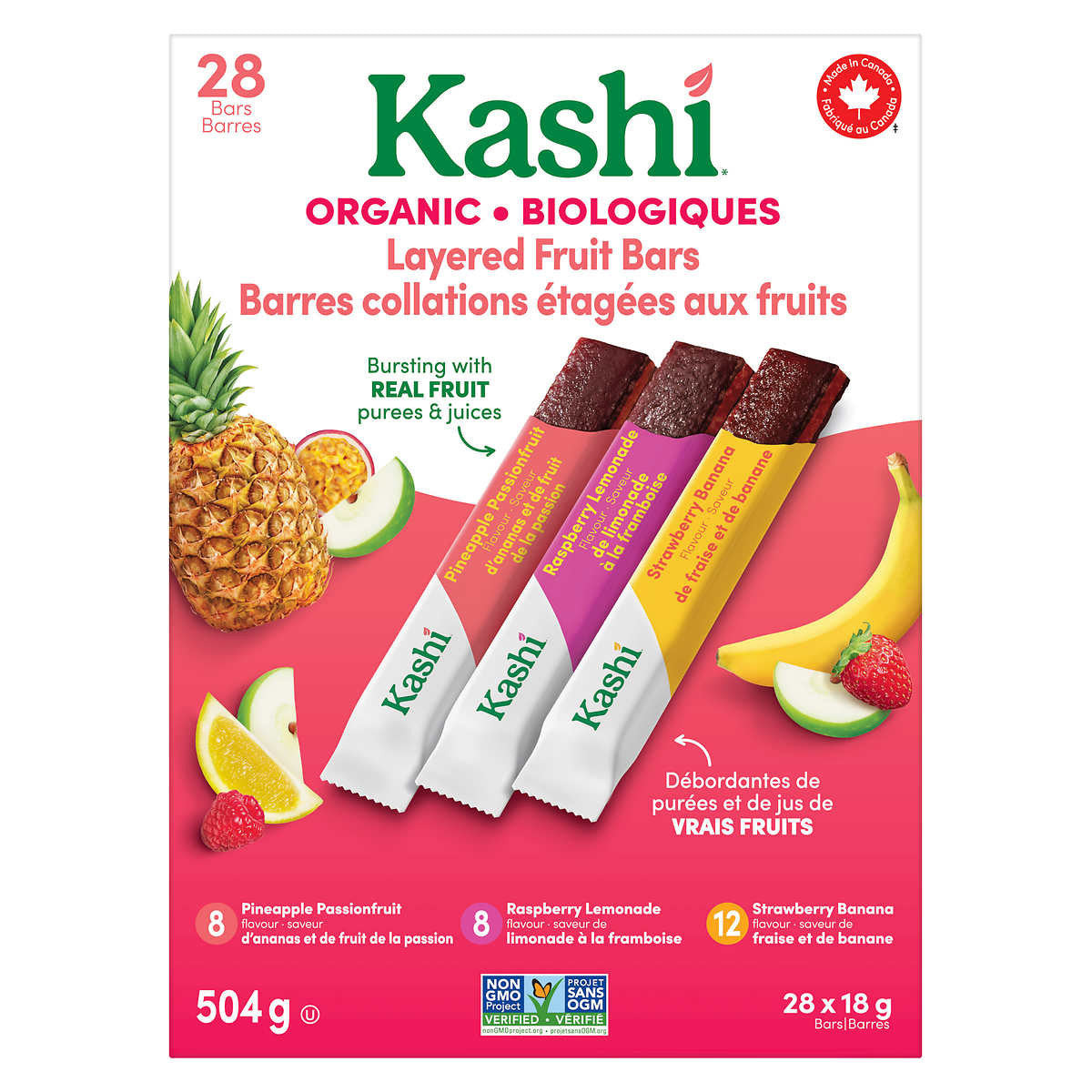 Kashi Organic Layered Fruit Bars, 28 Bars, 504g/17.6 oz, Box {Imported from Canada}