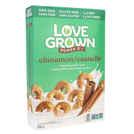 Love Grown Power O's, Cinnamon Toasted Bean & Rice Cereal, Gluten Free, Vegan, 255g/8.9 oz. Box(Imported from Canada)