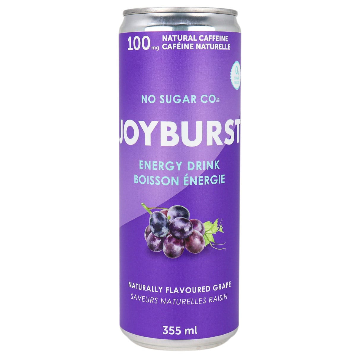 NoSugar Company Joyburst Energy Drink, Grape Flavor, 355mL/12.4 oz. Can {Imported from Canada}