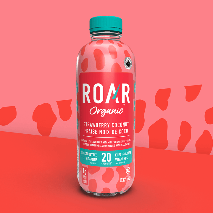 Roar Organic Strawberry Coconut Vitamin Enhanced Beverage, 532mL/18.6 fl. oz., Bottle {Imported from Canada}