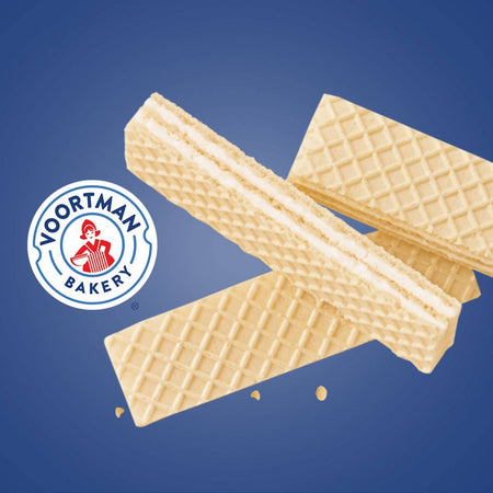 Voortman No Sugar Added Vanilla Flavored Wafers, 250g/8.8 oz. Package, picture of vanilla wafers.