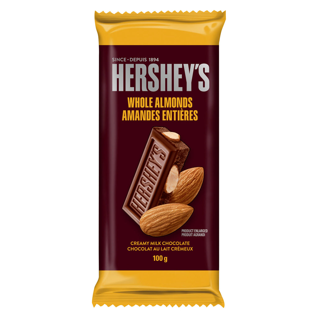 Hershey's Whole Almonds Milk Chocolate Bar, 100g/3.5 oz., {Imported from Canada}