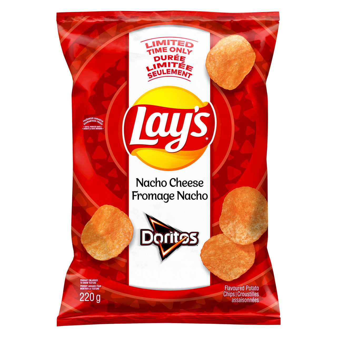 Lay's Potato Chips - Doritos Nacho Cheese Flavor, 220g/7.7 oz., Bag {Imported from Canada}