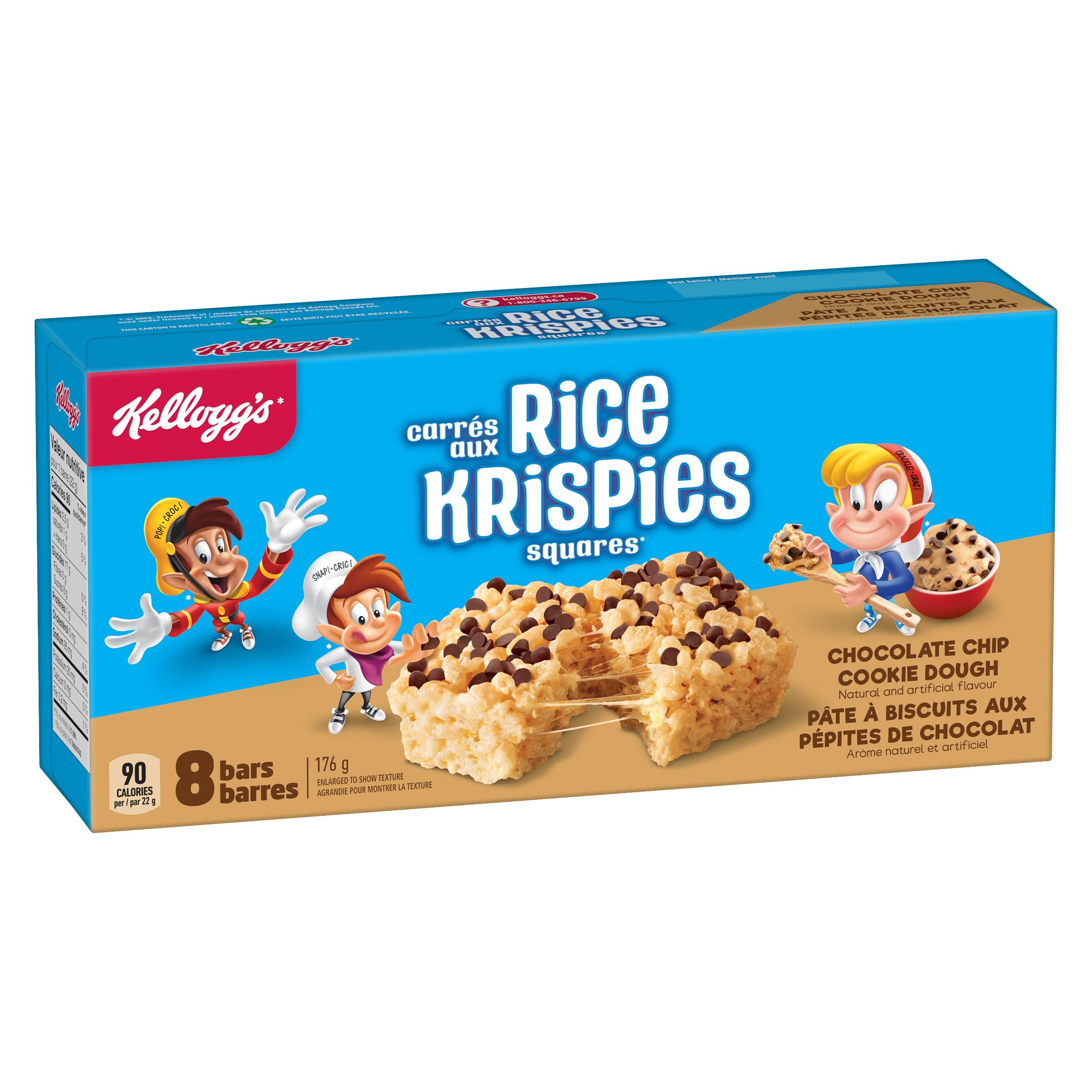 Kellogg's Rice Krispies Squares, Chocolate Chip-Cookie Dough, angle of box