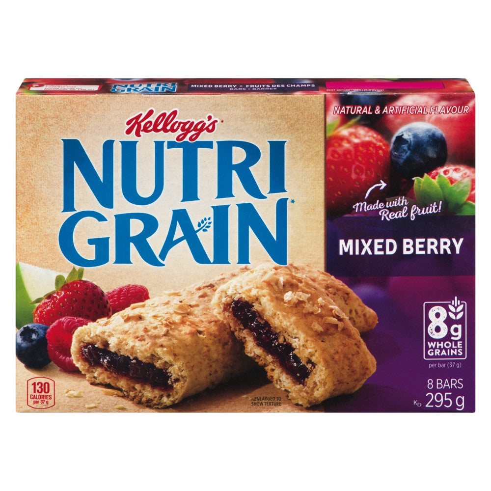 Kellogg's Nutri Grain Cereal Bars Mixed Berry, 8 Bars, 295g/10.4 oz., {Imported from Canada}