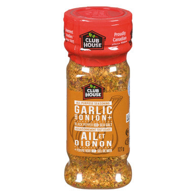 Club House All Purpose Seasoning, Garlic and Onion with Black Pepper and Sea Salt, 127g/4.4 oz. {Imported from Canada}