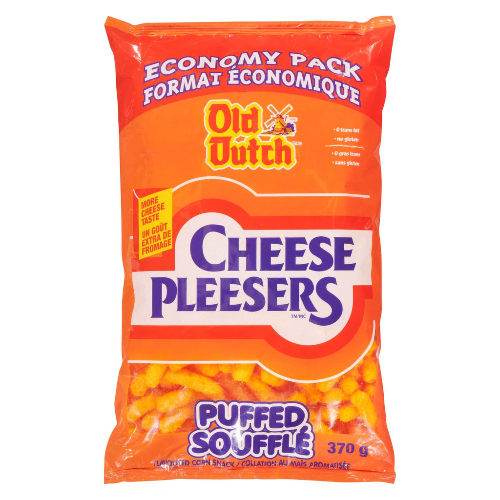 Old Dutch Cheese Pleesers Puffed Corn Snacks 370g/13 oz., Bag - Front