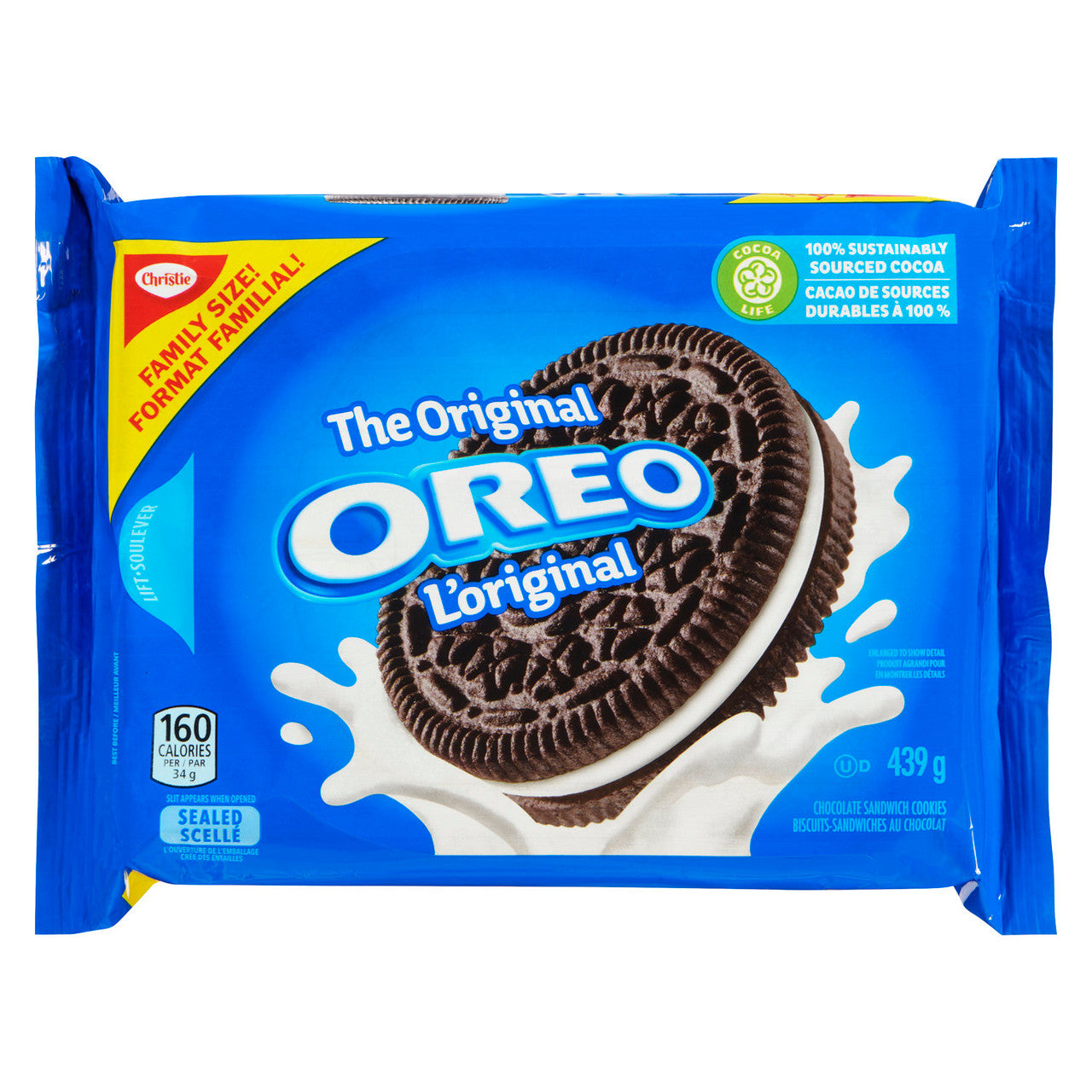 Christie Original Oreo Cookies, Family Size, 439g/15 oz. Package {Imported from Canada}