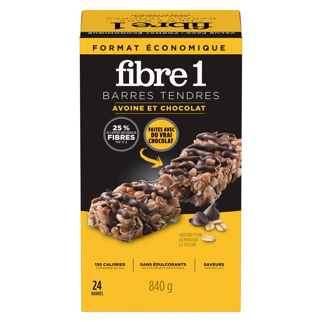 Fibre 1 Chewy Oats & Chocolate Bars, 24 Bars, 840g/1.8 lbs. Box - Back