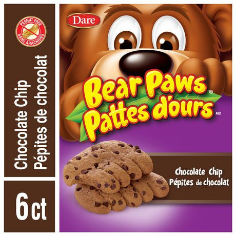 Dare Bear Paws Chocolate Chip Cookies, 240g/8.5oz., {Imported from Canada}