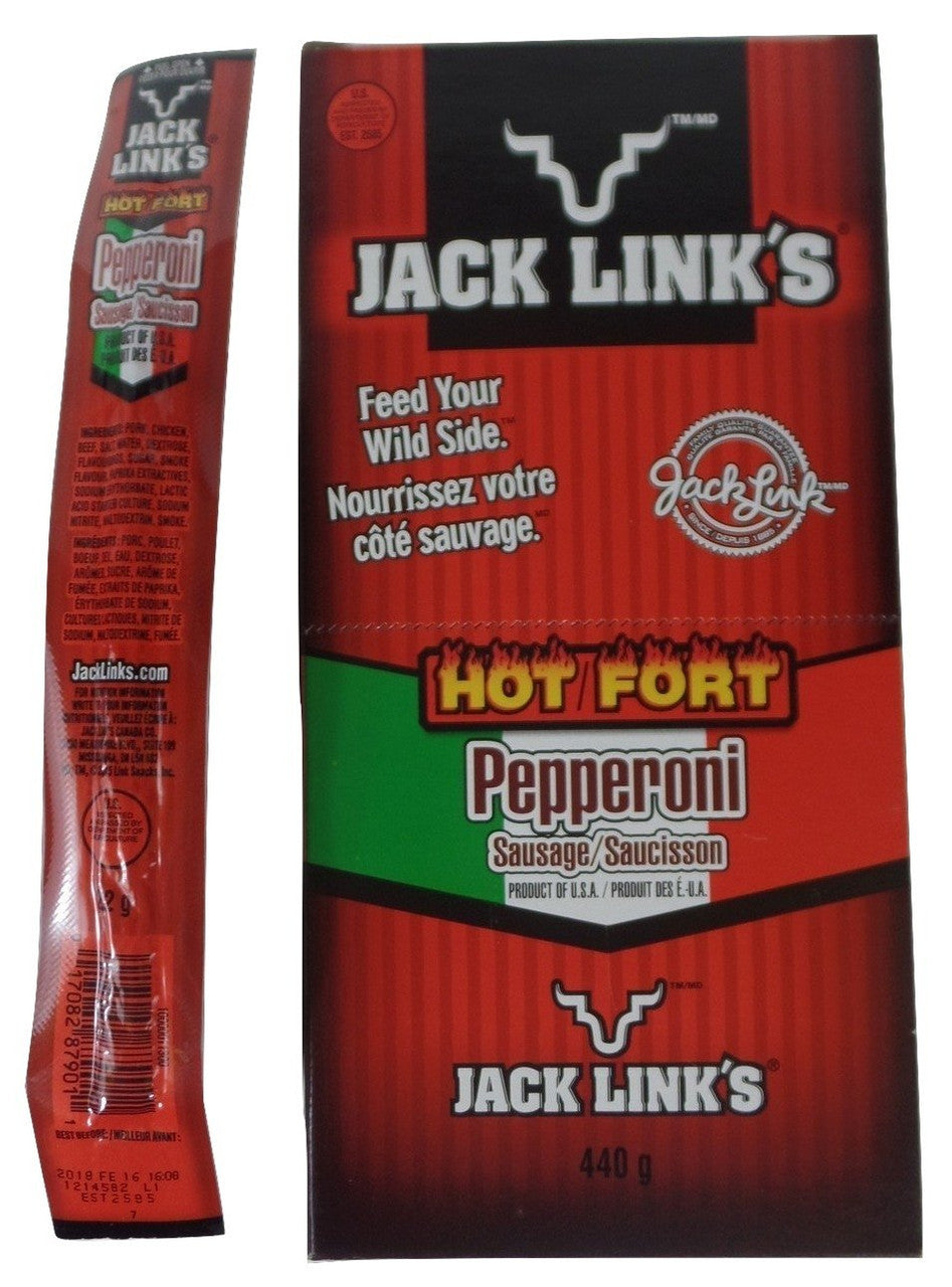 Jack Link's Hot Pepperoni Sausage Sticks 20-22g{Imported from Canada}