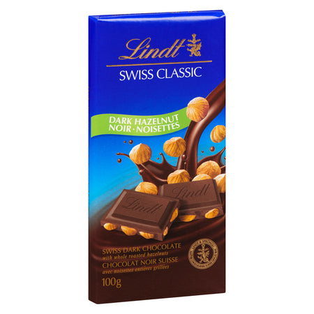 Lindt Swiss Classic Dark Hazelnut Chocolate Bar, 100g/3.5 oz. {Imported from Canada}