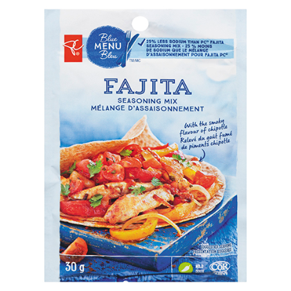 President's Choice Blue Menu Fajita Seasoning Mix, 30g/1.1oz., {Imported from Canada}