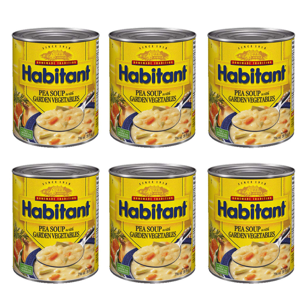 Habitant Pea Soup with Garden Vegetables 796ml/28 fl. oz. 6-Pack {Imported from Canada}
