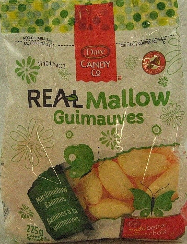 Dare Real Mallow Marshmallow Bananas Candy, 225g/7.9 oz bag, {Canadian}