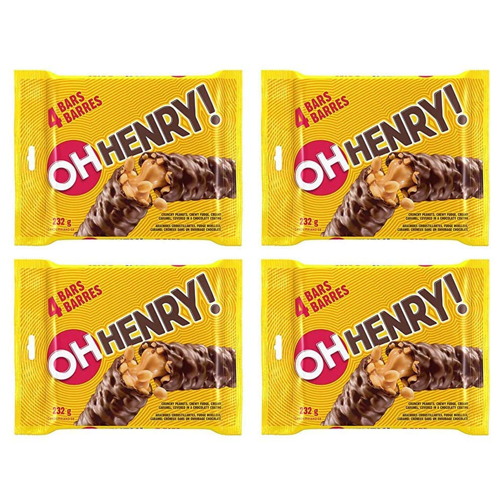 Oh Henry! 4 Full Sized Chocolate Candy Bars, 232g/8.18oz, 4-Pack {Imported from Canada}