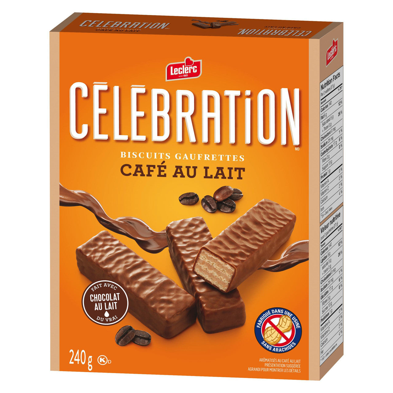 Leclerc Celebration Café au Lait Wafer Cookies, 240g/8.5 oz. Box {Imported from Canada}