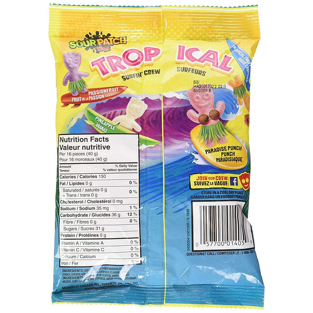 Maynards Sour Patch Kids Tropical Candy, 185g/6.5 oz., (Pack of 3) {Imported from Canada}