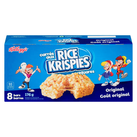 Box of Kellogg's Original Rice Krispies Bars 176g/6.2 oz with cartoon characters on a white background