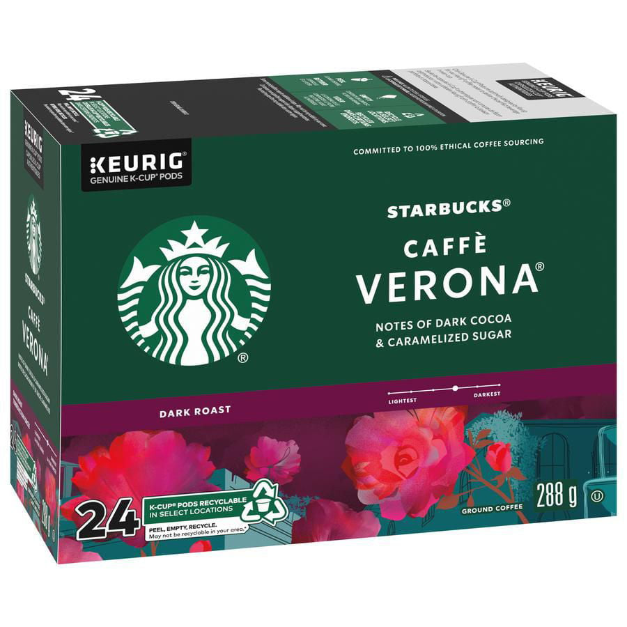 Starbucks Caffe Verona Medium Roast Coffee, K-Cups, 24 Count Box {Imported from Canada}