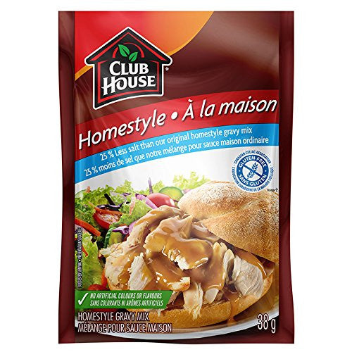 Club House, 25% less Salt, Homestyle Gravy Mix, 38g/1.3oz., {Imported from Canada}