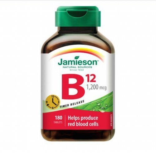 Jamieson Vitamin B12 (Cobalamin) 1200mcg, Timed Release, 180tablets