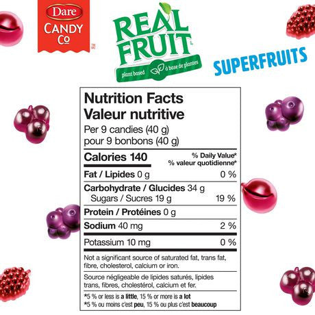 Dare RealFruit Gummies, Superfruits Candy, 180g/6.3oz., {Imported from Canada}