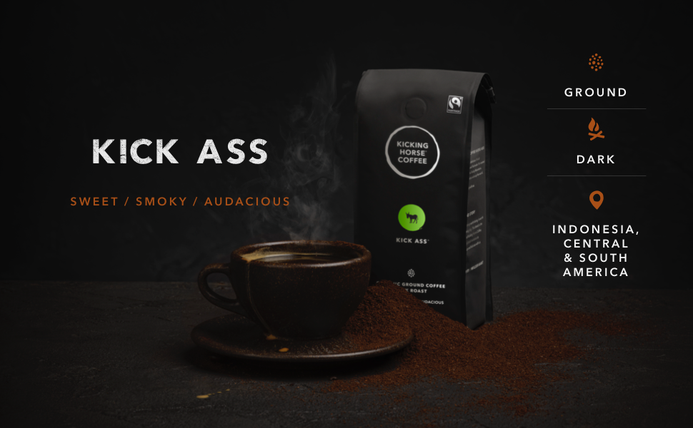 Kicking Horse Ground Coffee Kick Ass Dark Roast 284g/10 oz. {Imported from Canada}