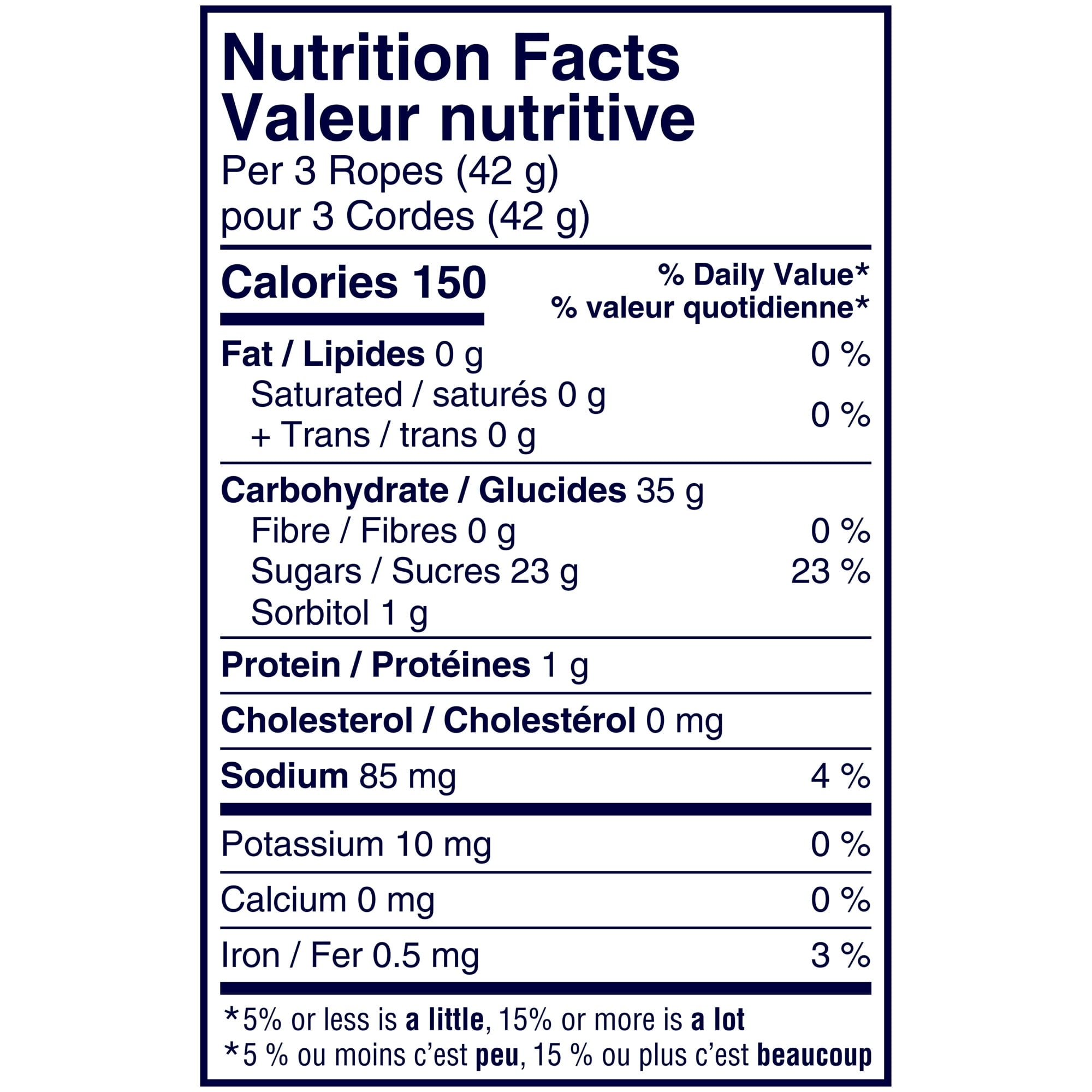 SweeTarts Tangy Strawberry Ropes, 141g/5 oz - Nutrition Facts Label