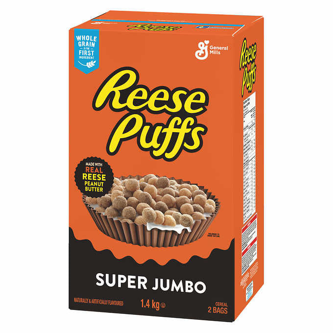 Reese Puffs Super Jumbo Chocolate, Peanut Butter Cereal, 1.4kg/49.4oz. (Imported from Canada)